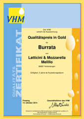 Qualitätspreis in Gold für Mozzarella